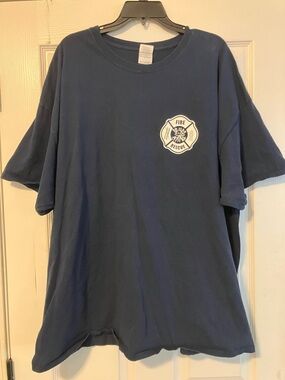 Fire Rescue Firefighter EMT Blue Mens 3XL Short Sleeve Shirt